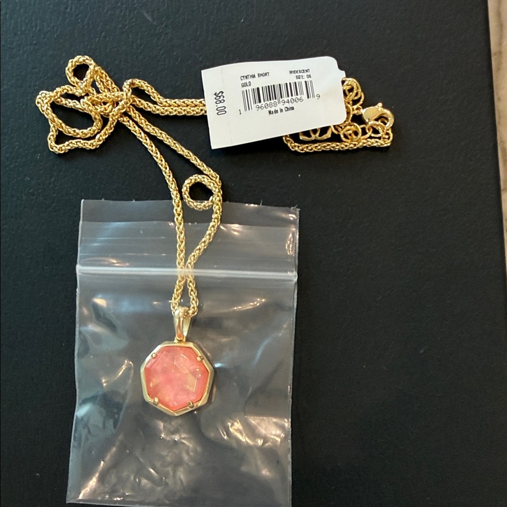 Kendra Scott Gold Necklace with Peach Illusion Pendant